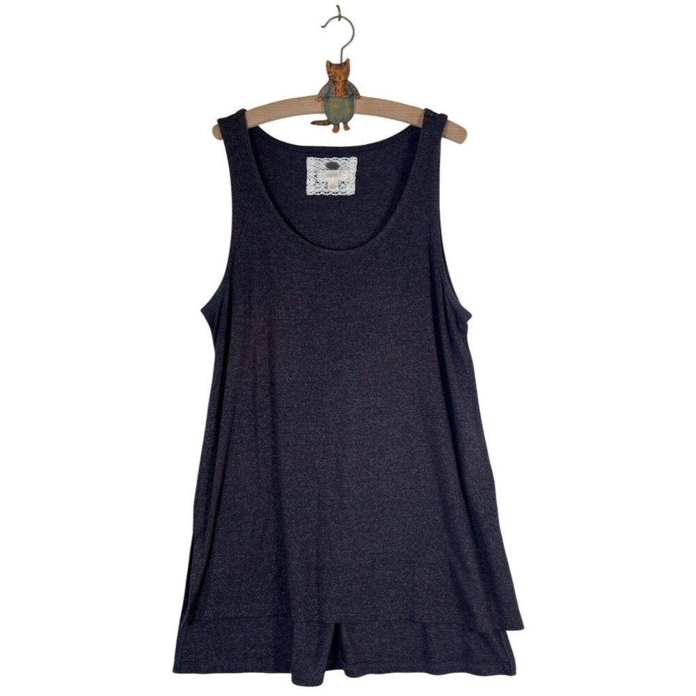 Cupid Womens Size L Knit Tank Top Scoop Neck Side Slits High Low Hem Layer Piece